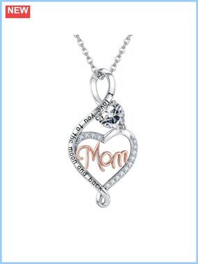 Sterling Silver Heart Moissanite Pendant Necklace 1 Carat Infinity Mom Gift